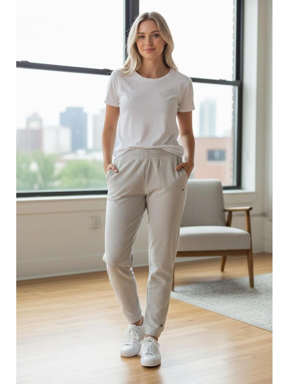 HUE Cream Heathered Lounge Jogger Pants Size Large New With Tags